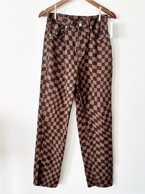Divided Brown Checkerboard Pants size 6